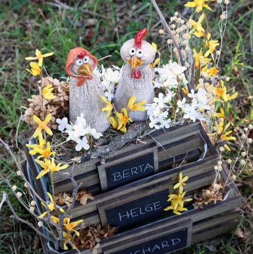 Floristik24 Keramik Deko Hühner Ostern Hahn und Henne H20/22cm 2 St