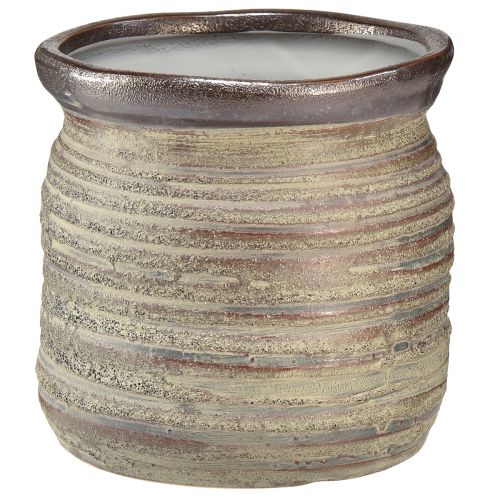 Floristik24 Keramiktopf Übertopf Deko Vase Metallic Grau Braun 14×14cm