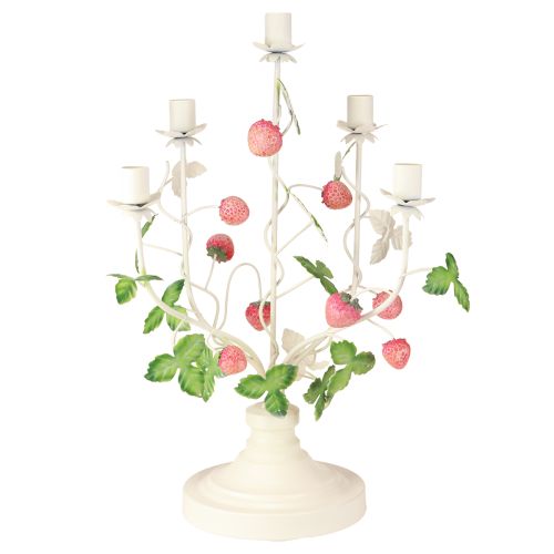 Kerzenleuchter 5-armig Creme Metall Erdbeer Deko H44cm | Floristik24.de
