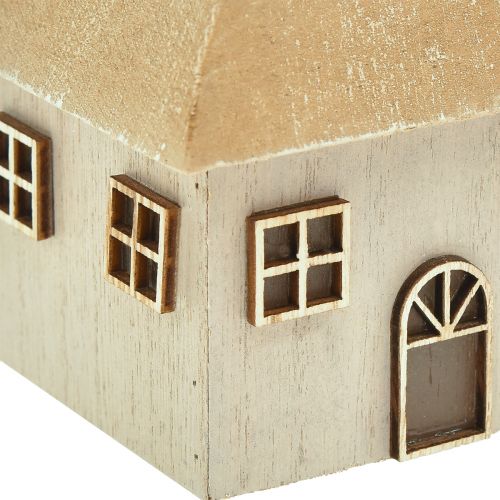 Artikel Kerzenhalter Weihnachten Haus Holz Grau 9×9×11cm 2 St