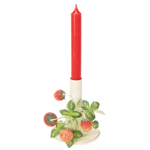 Kerzenständer Metall Erdbeer Deko Sommer Creme H13cm | Floristik24.de