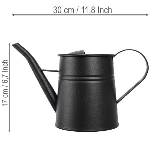 Schicke Kleine Deko Gießkanne Schwarz Metall 30x13x17cm 1,7l Pflanzgefäß Wohnung Balkon Dekoration | Floristik24.de