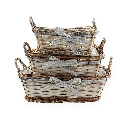 Floristik24 Weidenkorb eckig 3er-Set