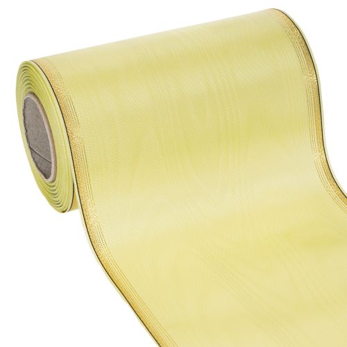 Floristik24 Moiré Kranzband Hellgrün mit Goldrand 175mm x 25m, Hochwertige Dekoration für Floristik