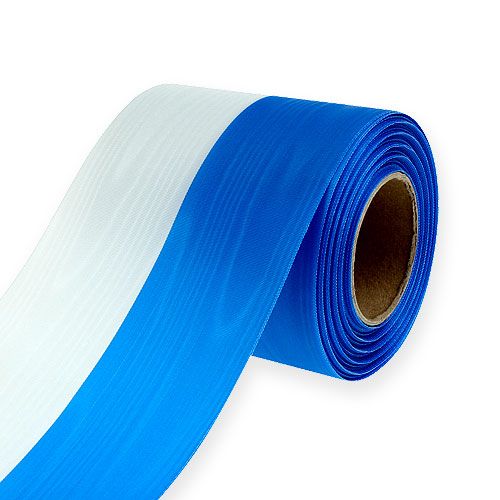 Artikel Kranzbänder Moiré Blau-Weiß 100 mm