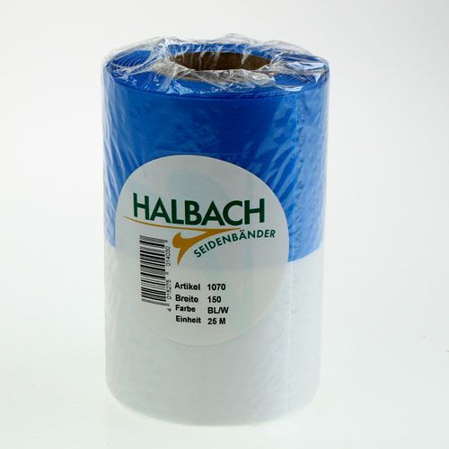 Floristik24 Kranzbänder Moiré Blau-Weiß 150 mm