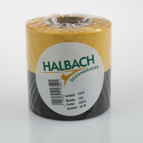 Floristik24 Kranzbänder Moiré Gelb-Schwarz 100 mm