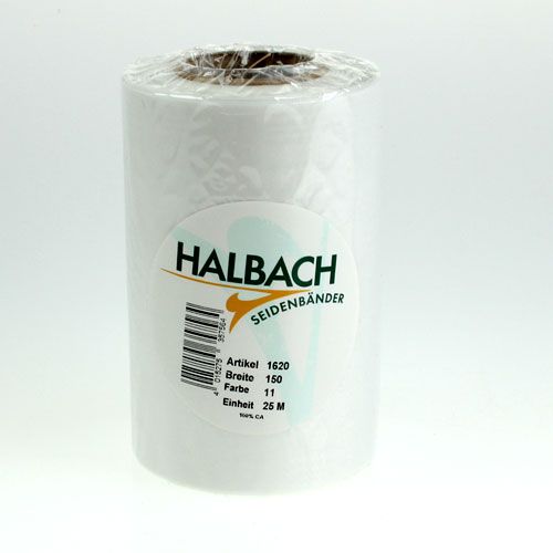 Floristik24 Kranzband Weiß 150mm 25m