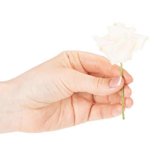 Künstliche Rose cremefarbig 10 cm Blüte auf Stiel 100St | Floristik24.de