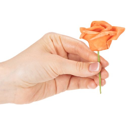 Künstliche Rose orange 5cm Blüte einzeln 100St | Floristik24.de