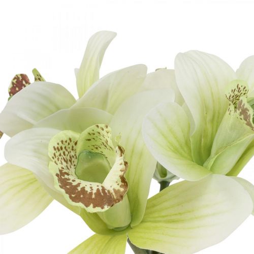 Künstliche Orchideen Kunstblumen in Vase Weiß/Grün 28cm