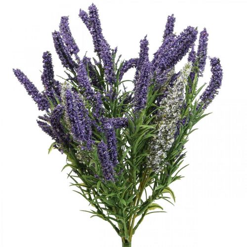 Floristik24 Künstlicher Lavendel Deko Kunstpflanze Lila Weiß Strauch 46cm