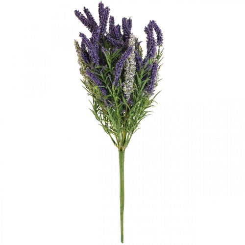 Floristik24 Künstlicher Lavendel Deko Kunstpflanze Lila Weiß Strauch 46cm
