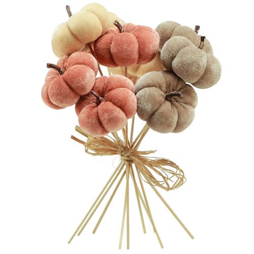 Artikel Deko Kürbis aus Stoff am Stab Gelb Braun Orange Ø7cm 9 St