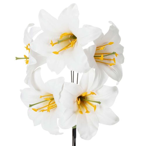 Kunstblume Lilie weiß am Draht Mittelgroß 35cm 5St
