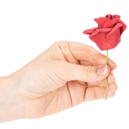 Kunstblume Rose rot mit Stiel 5cm 100St | Floristik24.de
