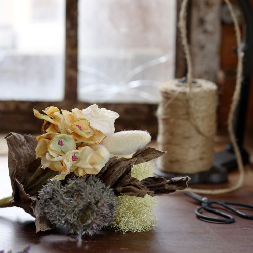 Floristik24 Kunstblumenstrauß Rose Hortensie Dry Look Vintage Deko 38cm