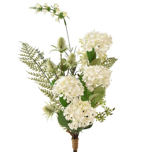 Floristik24 Kunstblumenstrauß Schneeball Wilde Karde Farn 65cm - Dekoration, Naturlook, Pflegeleicht