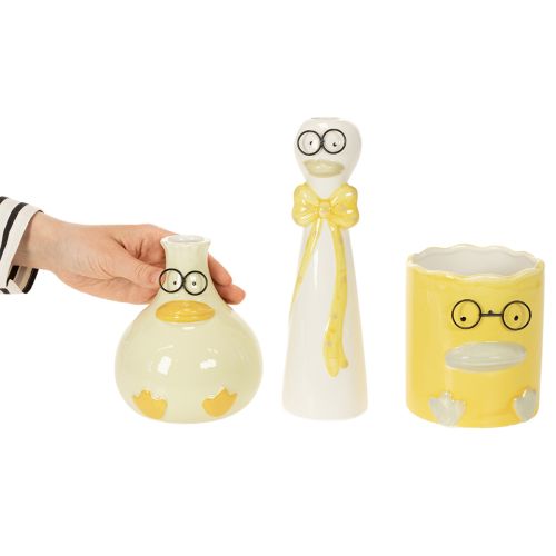Figur Ente mit Brille Keramik als fröhliche Frühlings- und Sommerdeko 25cm 3St | Floristik24.de