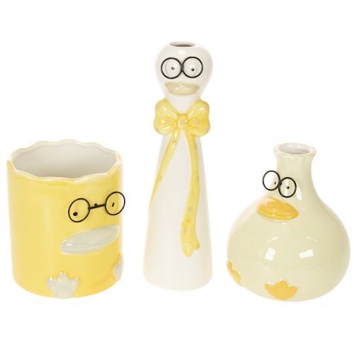 Figur Ente mit Brille Keramik als fröhliche Frühlings- und Sommerdeko 25cm 3St | Floristik24.de