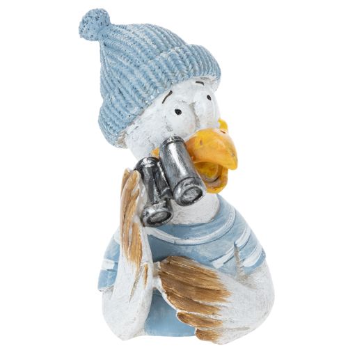 Maritime Deko Möwe Tischdeko Blau Weiß Silber H11cm kaufen | Floristik24.de