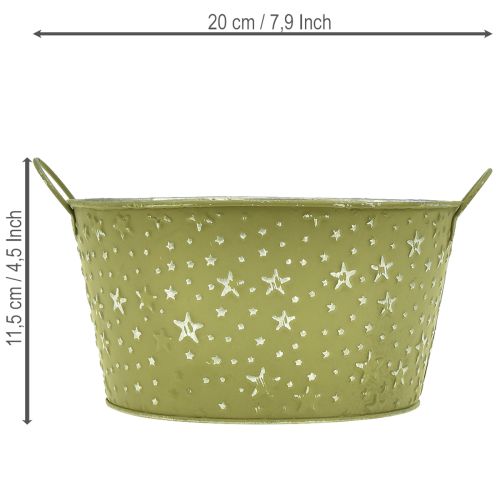 Metallschale mit Sternen und Griffen Grün Ø20cm H11,5cm | Floristik24.de