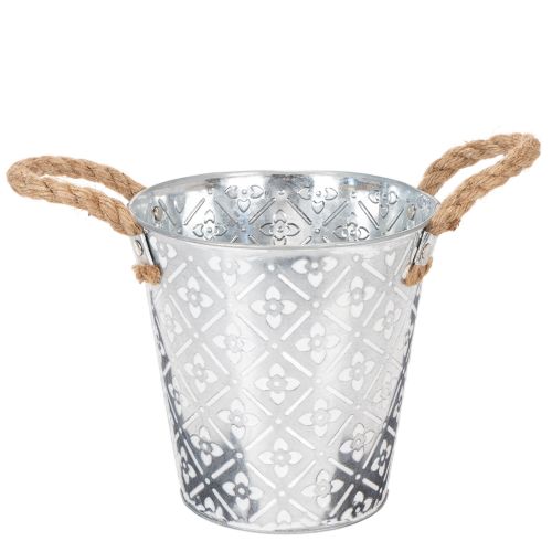 Metalltopf zum Bepflanzen, Blumentopf mit Henkeln, Pflanzgefäß mit Blumenmuster Ø18cm kaufen | Floristik24.de