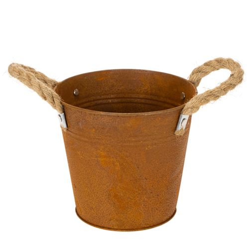 Metalltopf mit Griffen, Kräutertopf, Rostdeko Ø16,5cm H15cm | Floristik24.de