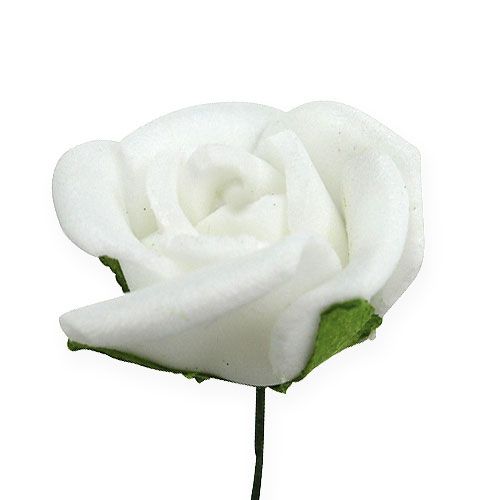 Floristik24 Mini-Foamrosen Ø 1,5cm Weiß 72 St