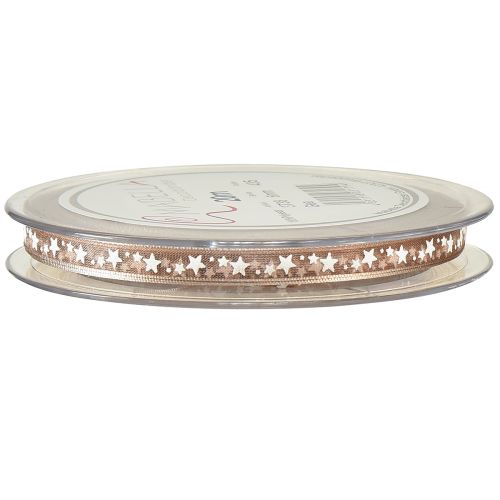 Artikel Organzaband Beige mit weißen Sternen Weihnachtsband 6mm 20m