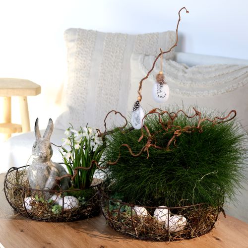 Floristik24 Ostereier zum Aufhängen Federn Hasen Metall 5×7cm 8 St