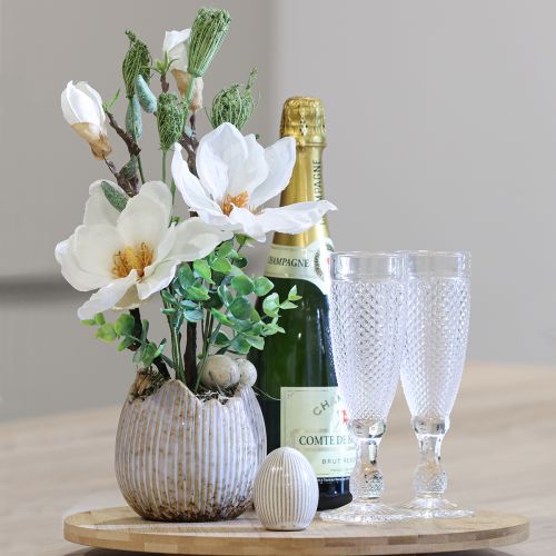 Artikel Ostereier Keramik Deko Ei mit Rillen Weißgrau 5×6cm 6St