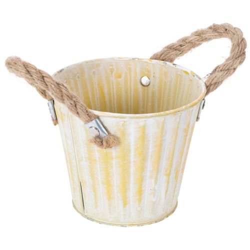 Pflanzeimer, Metalltopf mit Henkeln, Dekogefäß zum Bepflanzen Rosa/Grün/Gelb Shabby Chic Ø12cm H10cm 3er-Set | Floristik24.de