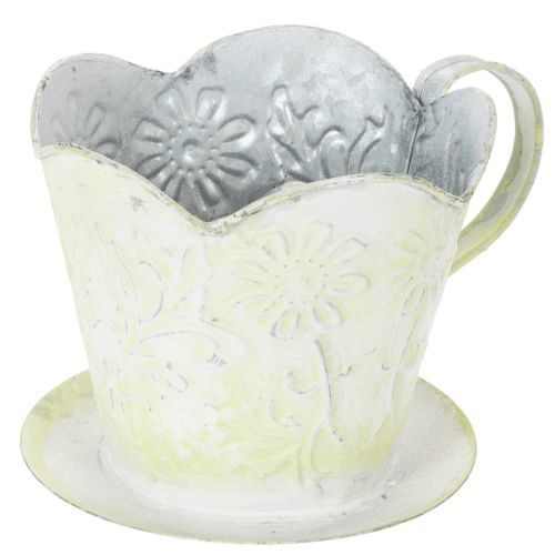 Pflanzgefäß, Deko-Kaffeefilterhalter, Metalltasse zum Bepflanzen, Blumendeko Grün, Weiß Shabby Chic H11cm Ø11cm kaufen | Floristik24.de