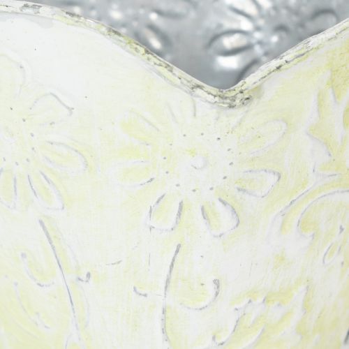 Pflanzgefäß, Deko-Kaffeefilterhalter, Metalltasse zum Bepflanzen, Blumendeko Grün, Weiß Shabby Chic H11cm Ø11cm | Floristik24.de