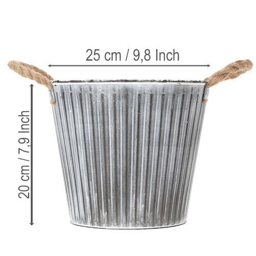 Pflanzgefäß, Deko-Topf mit Henkeln, Metalltopf zum Bepflanzen Ø25,5cm | Floristik24.de