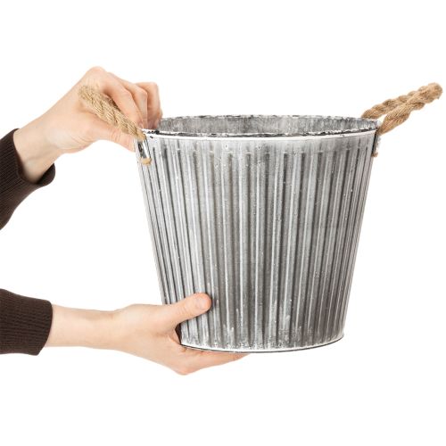Artikel Pflanzgefäß, Deko-Topf mit Henkeln, Metalltopf zum Bepflanzen Ø25,5cm