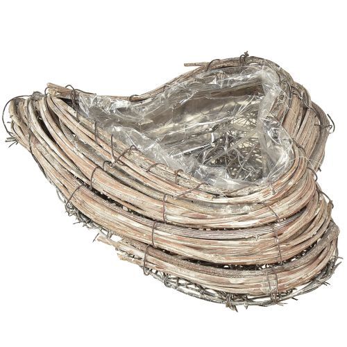 Floristik24 Pflanzherz Rattan Reben Natur Weiß 20cmx24cmx6cm 2St