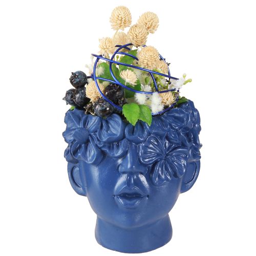 Artikel Pflanzkopf Polyresin Büste Übertopf Blau 13,5×13×14cm