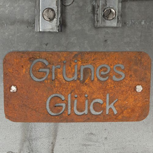 Pflanzkorb “Grünes Glück”, Metalldeko zum Bepflanzen, Gartendeko Silbern, Edelrost L40cm H15cm | Floristik24.de