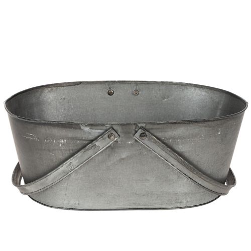 Pflanzkorb “Grünes Glück”, Metalldeko zum Bepflanzen, Gartendeko Silbern, Edelrost L40cm H15cm | Floristik24.de