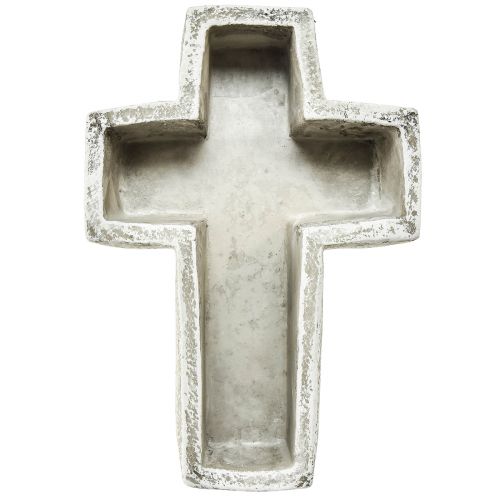 Floristik24 Pflanzkreuz Betonoptik Pflanzschale Kreuz 14,5x21x5cm
