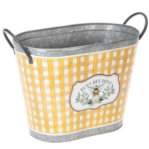 Artikel Pflanzkübel oval Biene kariert Sommerdeko Übertopf 38×24×29cm