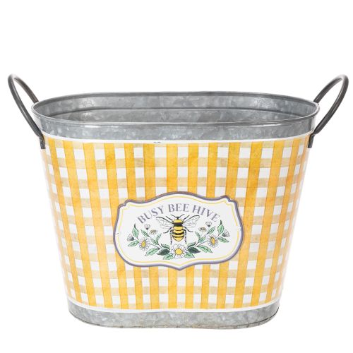 Pflanzkübel oval Biene kariert Sommerdeko Übertopf 38×24×29cm | Floristik24.de
