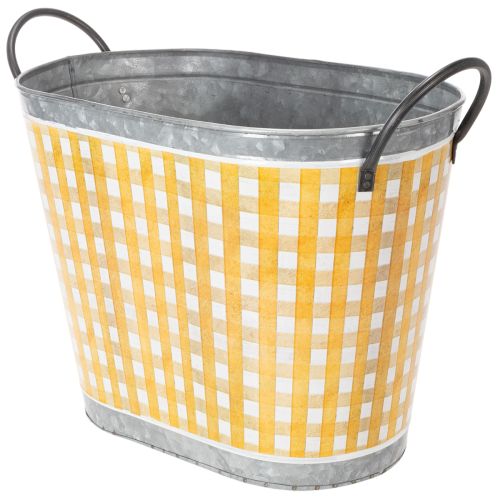 Pflanzkübel oval Biene kariert Sommerdeko Übertopf 38×24×29cm | Floristik24.de