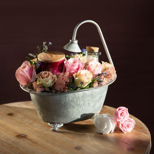 Floristik24 Pflanzschale Metall Mini Badewanne 22,5cm/27,5cm Set 2St