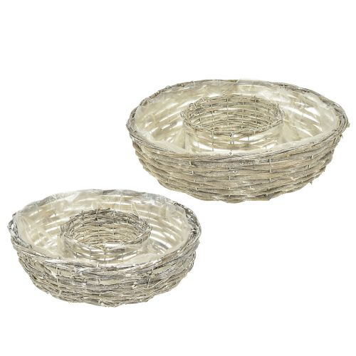 Floristik24 Weiden-Pflanzschale Weiß Natur Optik Deko-Ring für Kreative Gartengestaltung Ø35/30cm 2er-Set Vielseitig