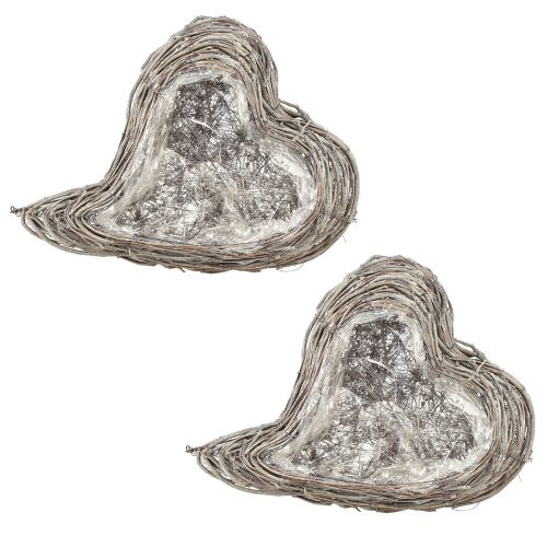 Floristik24 Pflanzschale Rattan Geschwungen Natur Weiß 30x35cm 2St