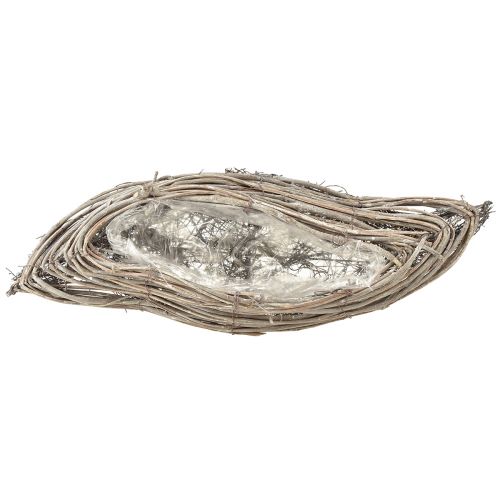 Floristik24 Pflanzschale Welle Rattan Natur Weiß 40x14x6cm 2St