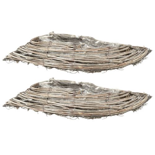 Pflanzschale Welle Rattan Natur Weiß 40x14x6cm 2St | Floristik24.de